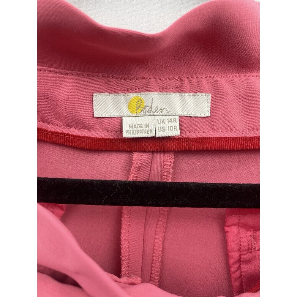 Boden Melina Pink Poppy Paperbag Pants Belted High Rise Straight Leg Size 10R - Picture 15 of 15